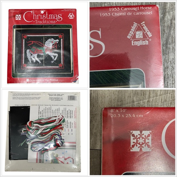 Christmas Traditions Carousel Horse Counted Cross Stitch Kit Vintage 1995 New - Picture 1 of 8